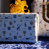 Chanukah Candles And Gift Wrapped By Dad Grass Chanukah Gift Wrapping Paper