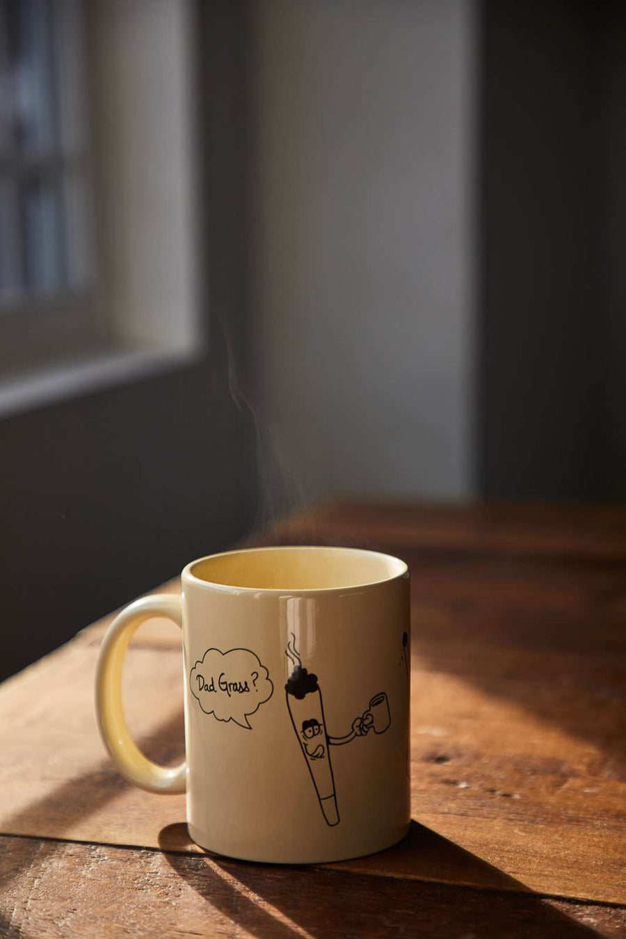 Dad Grass x Yes Plz Coffee mug on wooden surface