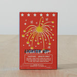 Dad Grass 5 pack hemp CBD pre rolls in Boomers firework sleeve back view with "LIGHTEN UP" written on it