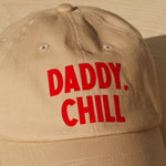 Dad Grass Pride 2021 ‘Daddy Chill’ tan dad hat, closeup view
