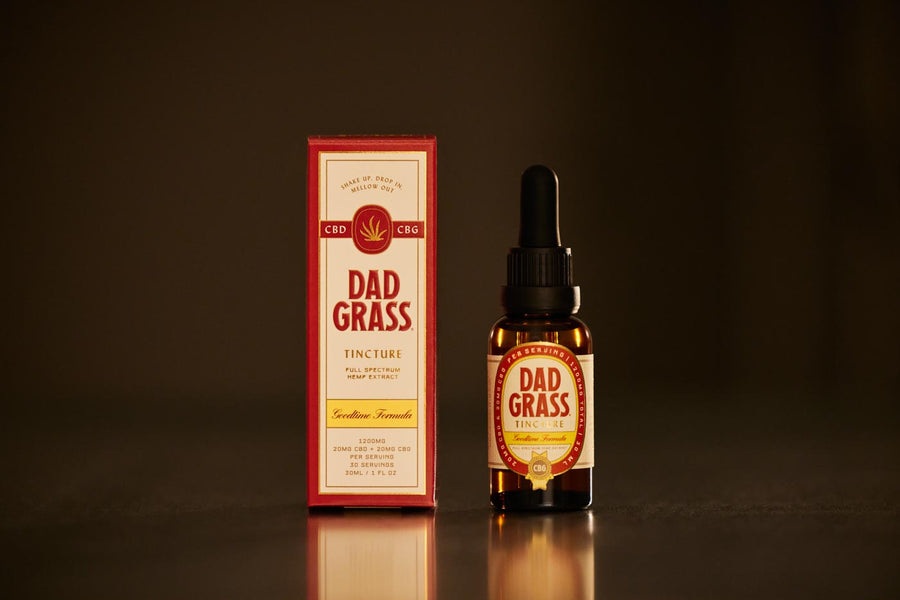 Dad Grass Goodtime Formula CBD + CBG Tincture Bottle with pack