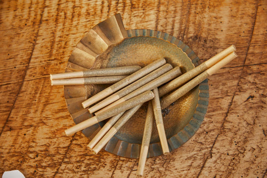 CBD Joints on a wooden ashtray