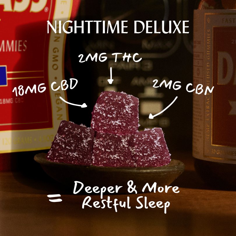 THC Gummies Nightime deluxe with 18mg CBD + 2g THC + 2mg CBN