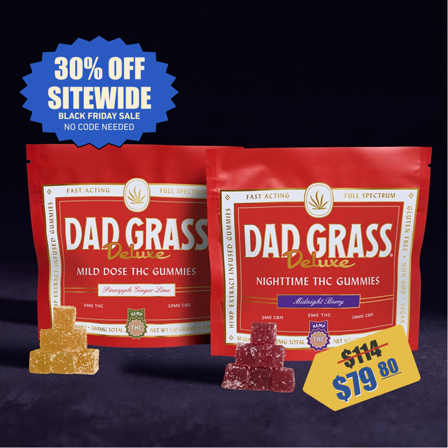 Dad Grass Deluxe THC Gummies Duo: Mild Buzz & Sweet Dreams
