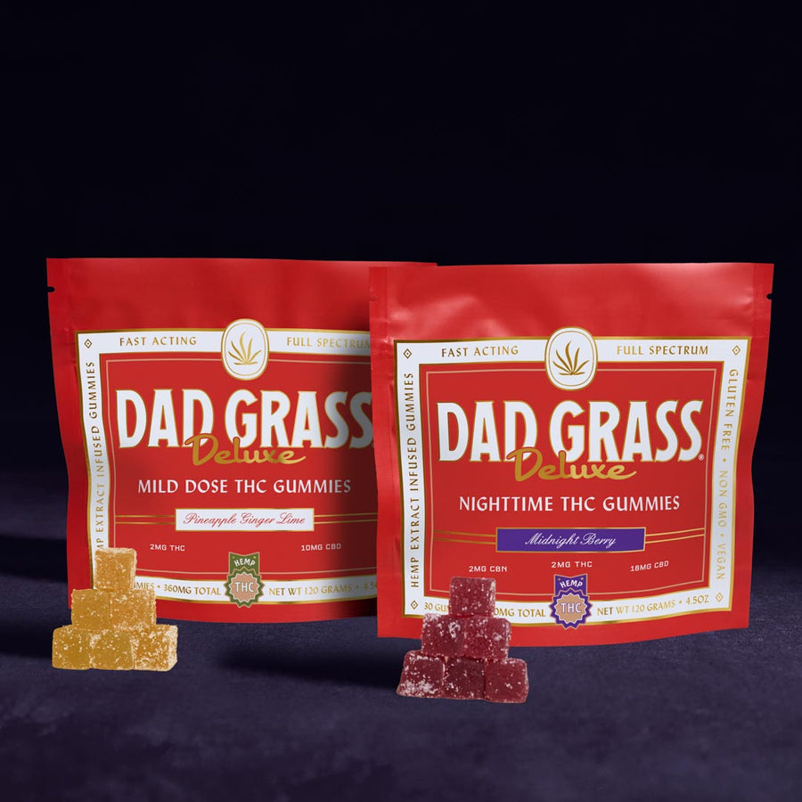 Dad Grass Deluxe THC Gummies Duo: Mild Buzz & Sweet Dreams
