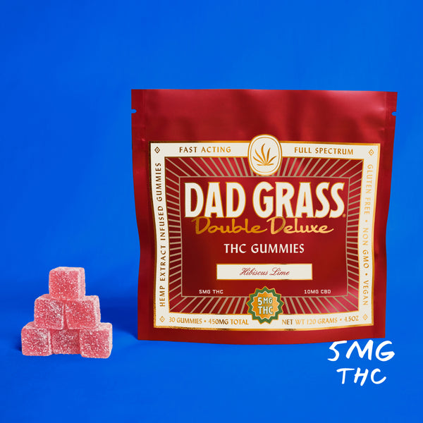 Dad Grass Double Deluxe THC + CBD Gummies: 5mg THC, 10mg CBD