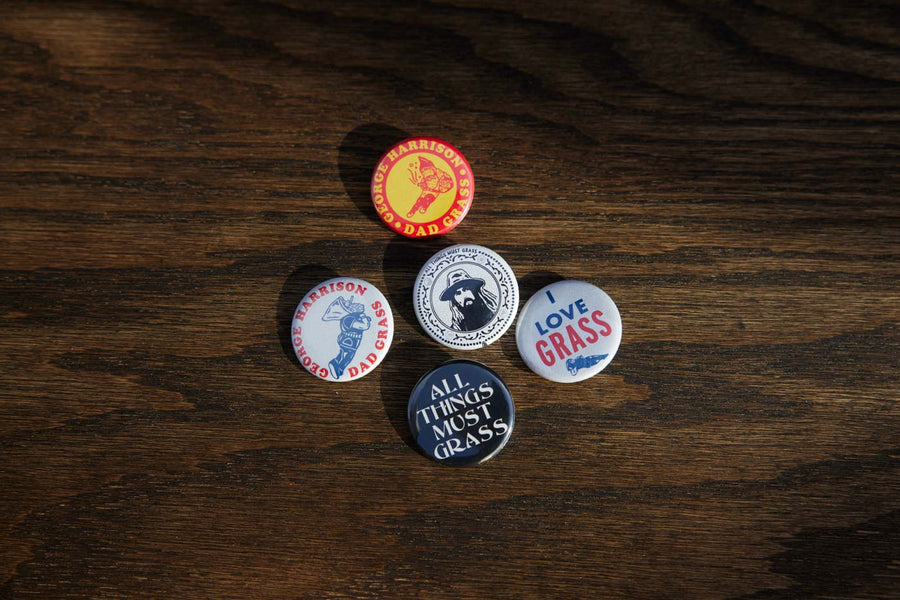 5-pack of 1¾” Dad Grass x George Harrison Buttons - Get George's Favourite Accessories 