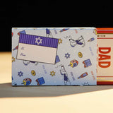 Dad Grass CBD Pre Roll Joints Pack Coming Out From A Chanukah Gift Wrapping Paper 