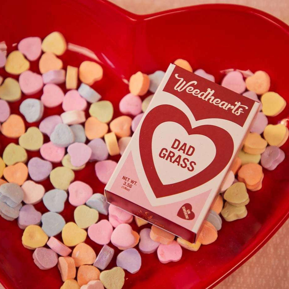 Pack of weedhearts in red bowl
