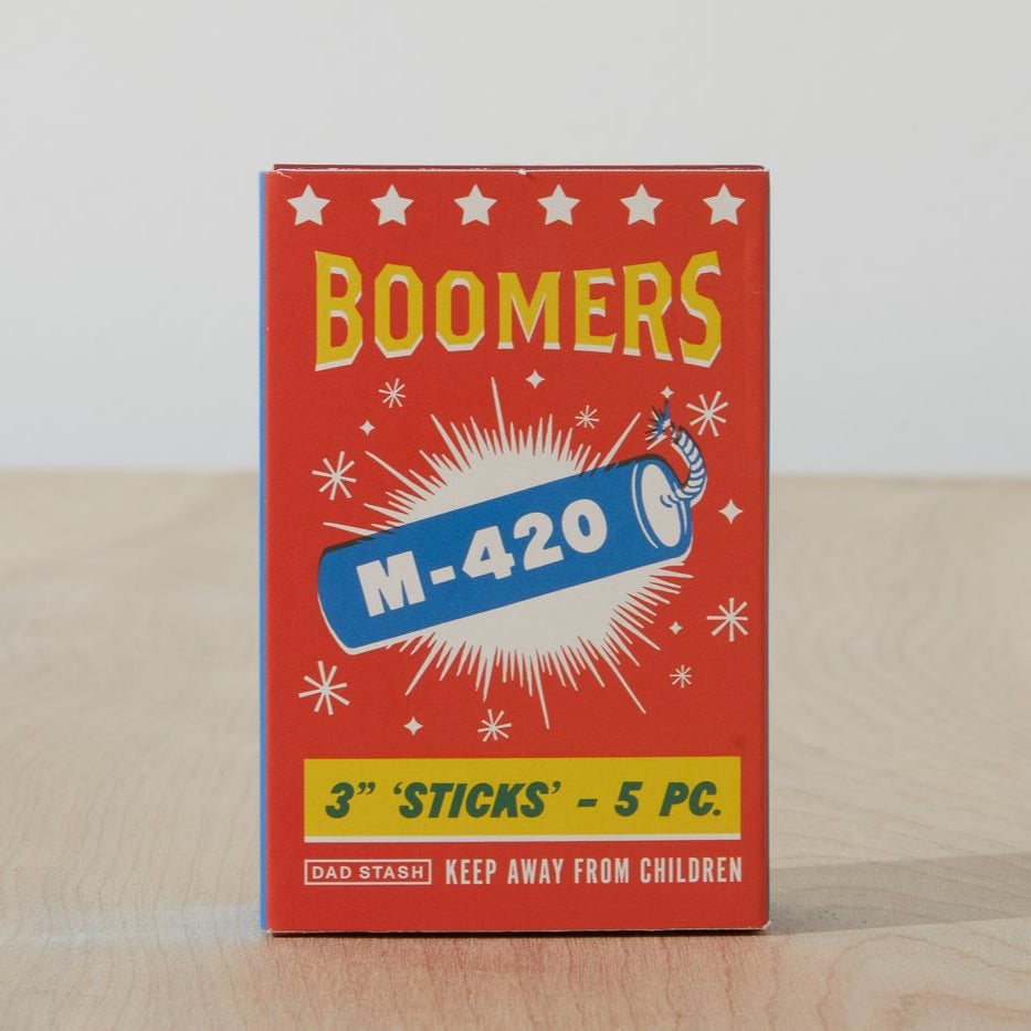 Dad Grass 5 pack hemp CBD pre rolls in Boomers firework sleeve