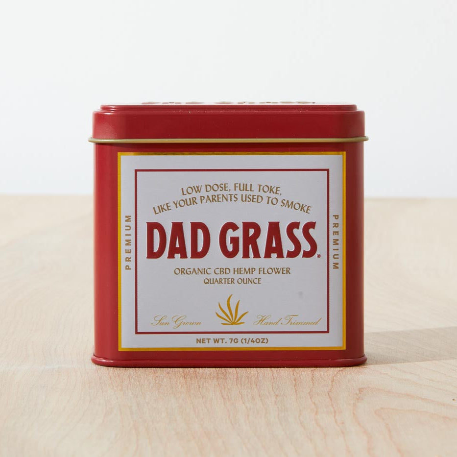 Tin of Dad Grass CBD hemp flower
