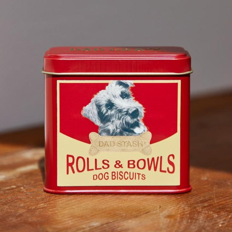 Dog Printed On A Dad Grass CBD Hemp Flower In A Rolls & Bowls Tin