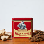 Dog Printed On A Dad Grass CBD Hemp Flower In A Rolls & Bowls Tin With Dog Food