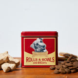 Dog Printed On A Dad Grass CBD Hemp Flower In A Rolls & Bowls Tin With Dog Food