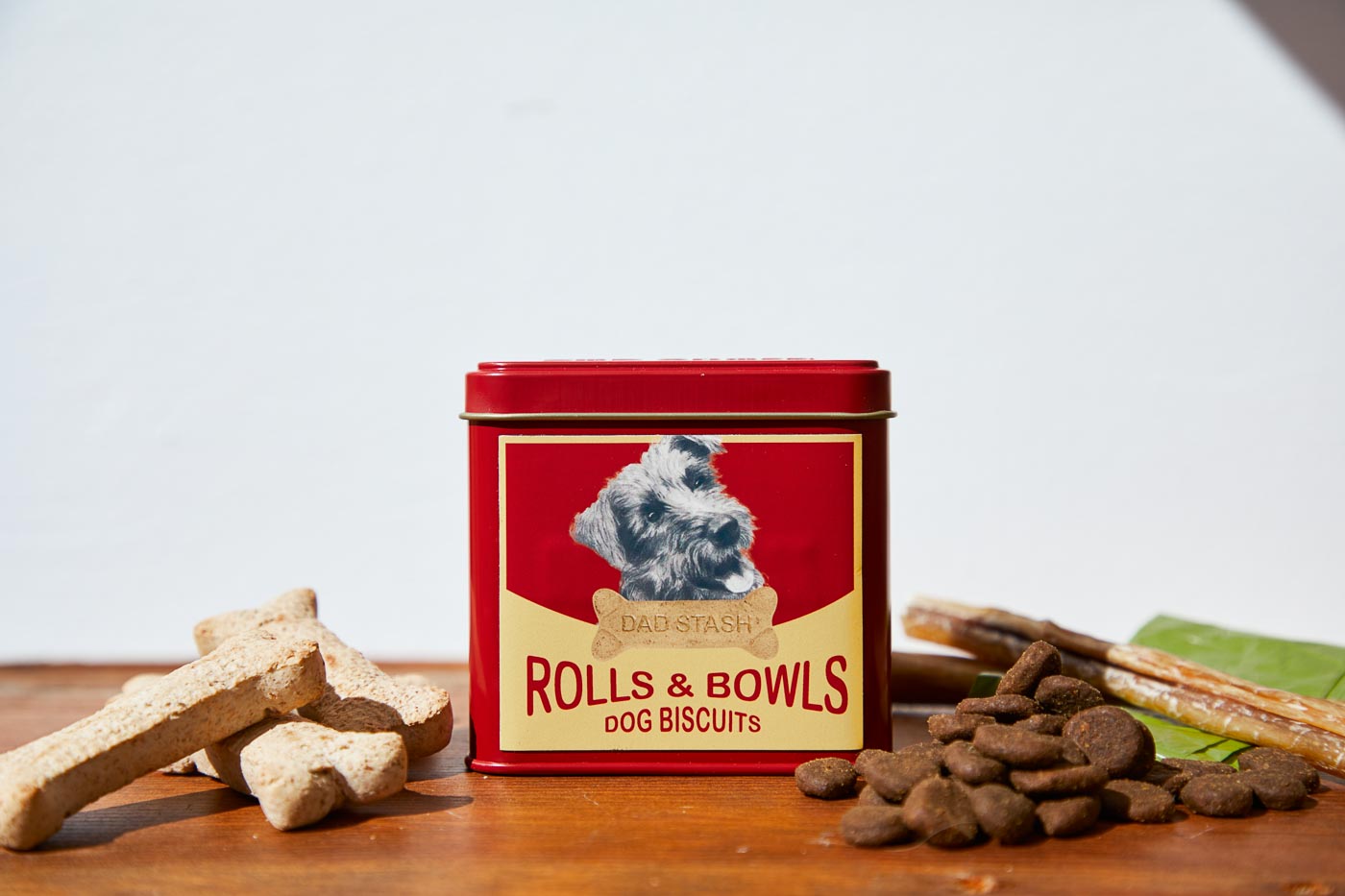 Dog Printed On A Dad Grass CBD Hemp Flower In A Rolls & Bowls Tin With Dog Food