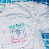 Dad Grass x Free & Easy Summer 2021 White Unisex Tee Shirt front view in the pool