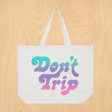 Dad Grass x Free & Easy Summer 2021 white unisex don't trip pool tote bag on wooden table