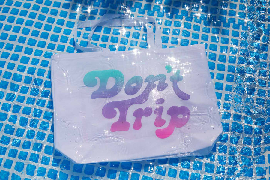 Dad Grass x Free & Easy Summer 2021 white unisex don't trip pool tote bag in pool