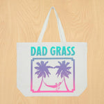 Dad Grass x Free & Easy Summer 2021 white unisex pool tote bag on wooden table