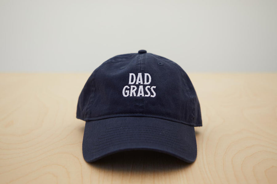 Dad Grass Black Embroidered Hat Front View
