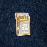 Mom Grass Pack Pin on denim