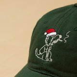 Santa Rollie Smoking CBD Pre Roll Joint Logo On A Dad Grass Dark Green Dad Hat