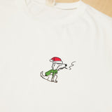 Santa Rollie Smoking CBD Pre Roll Joint Logo On A Dad Grass White Tee