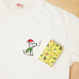 Dad Grass White Santa Rollie Tee And CBD Pre Roll Joints In A Christmas Gift Wrapping Paper
