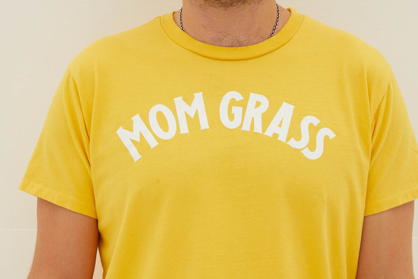 Mom Grass yellow Tee shirt on model