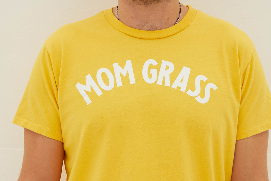 Mom Grass yellow Tee shirt on model