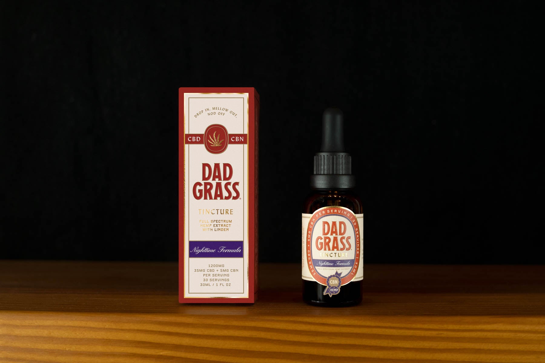 Dad Grass Nightime Formula CBN Tincture 30 ML Bottle & Box