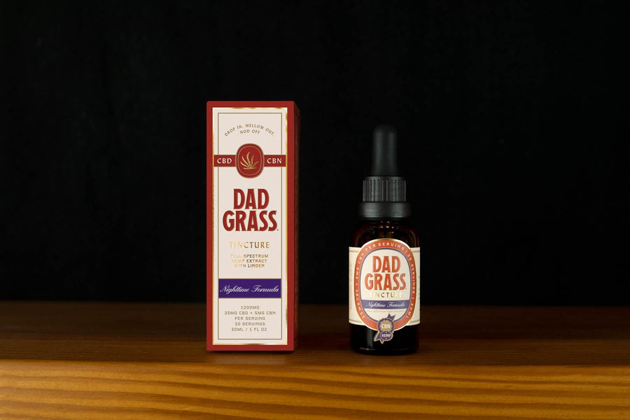 Dad Grass Nighttime Formula CBN Tincture Pack & Bottle