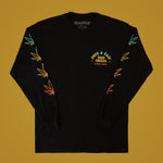 Unisex Black LS Tee With Dad Grass x Free & Easy And Hemp Leaves Printed On It