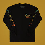 Unisex Black LS Tee With Dad Grass x Free & Easy And Hemp Leaves Printed On It