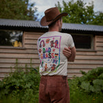 Man Wearing Dad Grass "Daddy Chill" Pride Tshirt - Back View