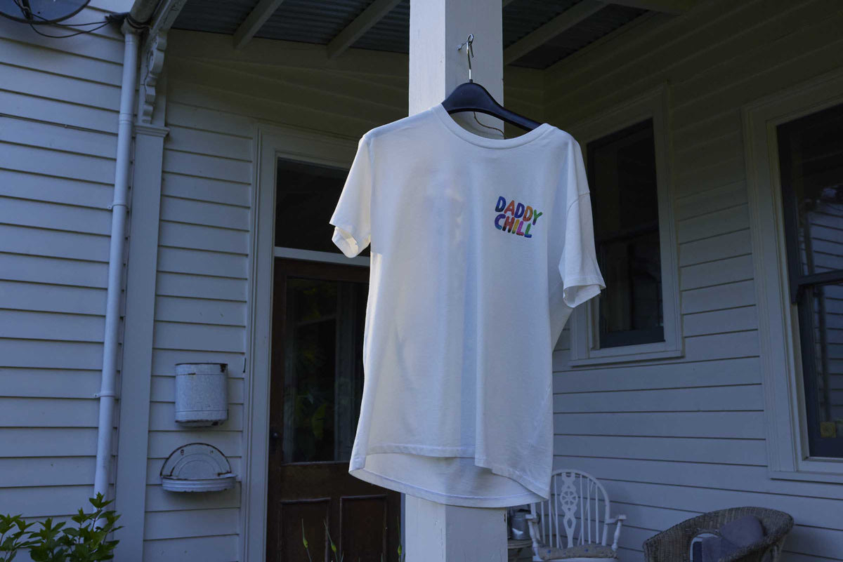 Daddy Chill Printed Pride Tshirt On A Hanger